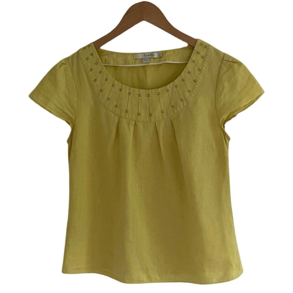 Boden Cap Sleeve Linen Top | Yellow | Size 6